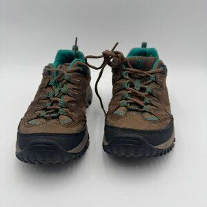 Merrell Hiking Shoes Womens 8.5 Brown Teal Trail Low Top Sneakers Grip Outsole